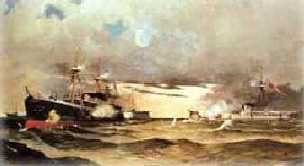 El Combate Naval de Punta Angamos por el pintor peruano Tefilo Castillo