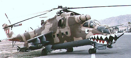 Foto: Helicptero de ataque Mil Mi-25 Hind D con lanzacohetes y misiles antitanque