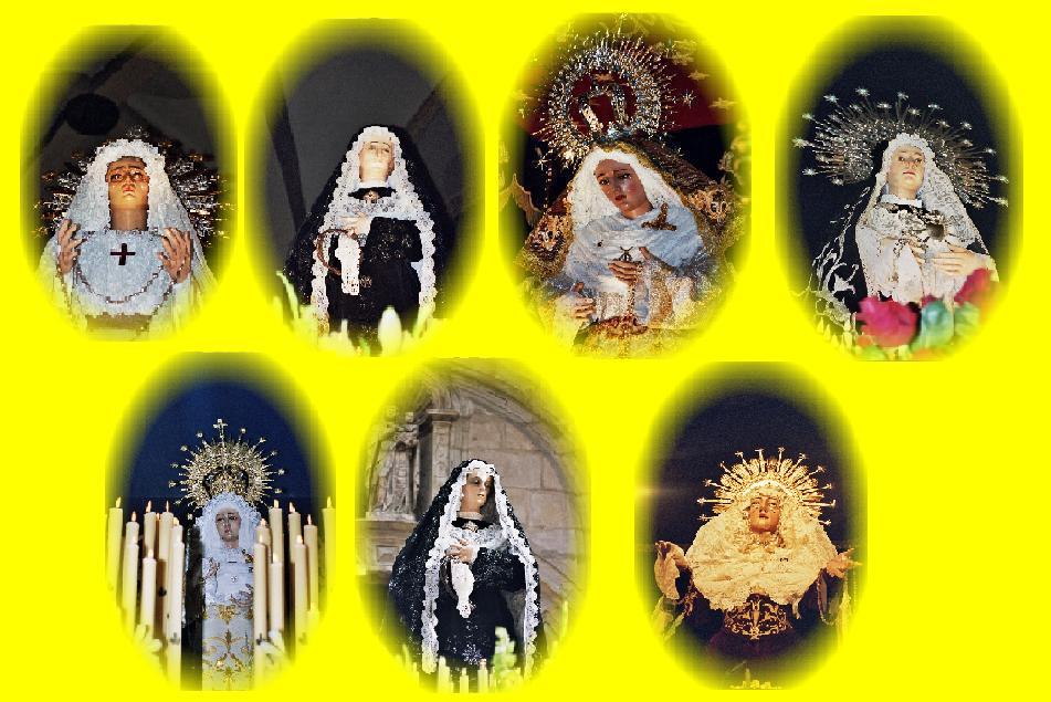 Alguna de las Imagenes de la Virgen procesionadas por las diferentes Cofradias y Hermandades de la Semana Santa de Zaragoza.