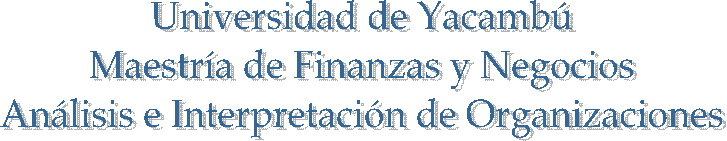 Universidad de Yacamb�
Maestr�a de Finanzas y Negocios
An�lisis e Interpretaci�n de Organizaciones