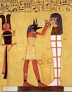Anubis ofrenda un corazn a Inherjau