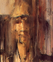 CABEZA DE CAMPESINO 1977 Oleo de Antonio Bujalance