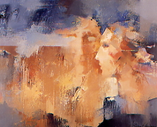 FIGURAS Y HORIZONTE 1980 Oleo de Antonio Bujalance