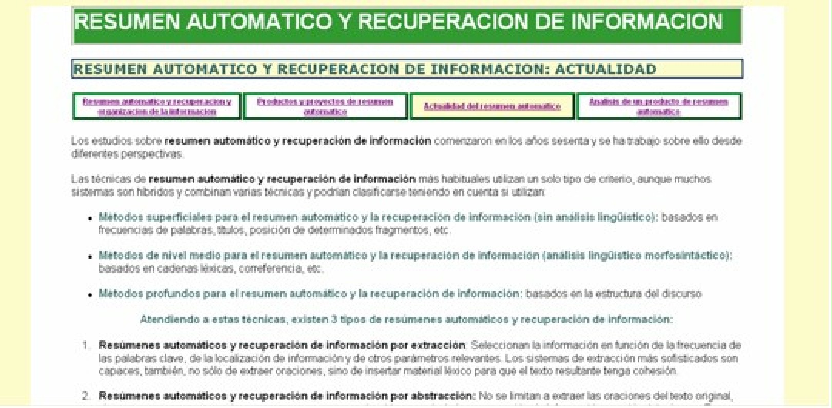 Acceder a la pgina: Resumen automtico y recuperacin de informacin; actualidad