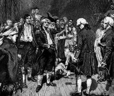 Pearson �bergibt seinen Degen an John Paul Jones