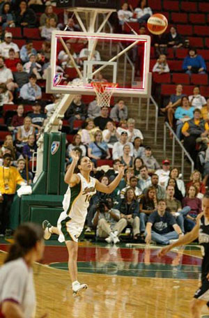 Sue Bird is looking up to the ball