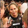 Sue Bird being interviewed.