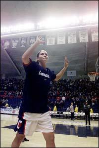 Sue Bird Waves to the crowds