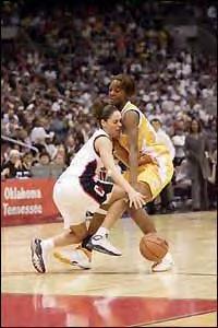 Sue Bird bumped into Gwen Jackson