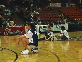 Sue still sitting on the ball