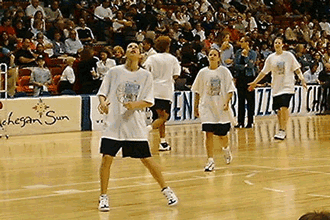 Sue during practice