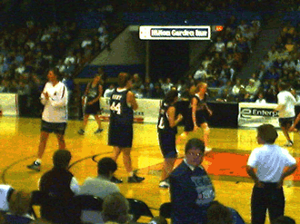 Sue during practice