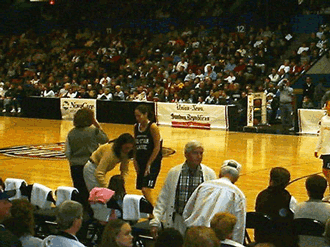 Sue during practice