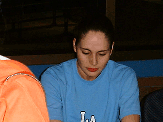 Sue during practice