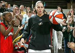 Sue Bird being introduced at Key Arena