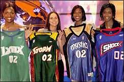 Sue Bird, Swin Cash, Aijsha Jones and Tamika Williams at the WNBA Draft