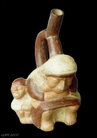 Moche' women with child. Ceramic bottle from my collection