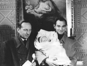 Born & christened, my dad holding me