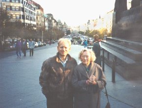 Prague, Wenceslav Sq. & my mom, '92