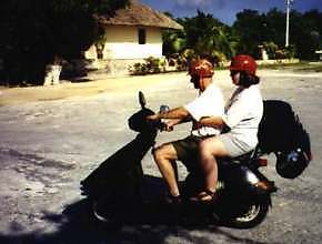 Rented moped & WW 2 helmets