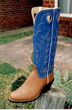 Russet Brown Buckaroo Boot w/17in Blue Top w/4 Rows and Teardrop Windows