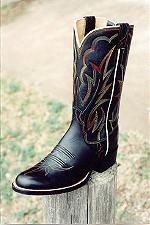 Black Boot, 12-inch Tops w/5-Rows Verigated Stitching