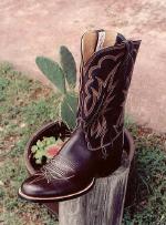 Chocolate Kangaroo Boot w/5 Rowed Stitching on Tops