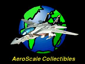 AeroScale logo, f14 tomcat over the globe