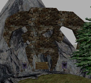 The massive entrance to the Temple of Droga in the Frontier Mountains