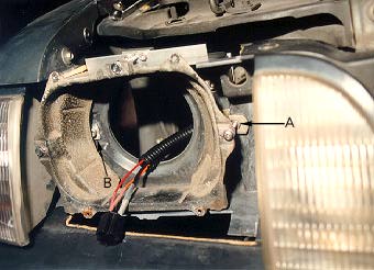 photo of mounted headlight cup