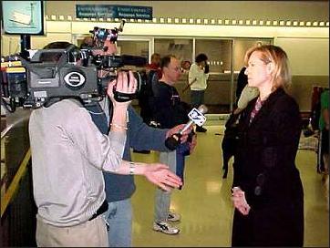 Melissa Campbell, Public Relations Manager
for the Seeing Eye, gives an interview to CBS News