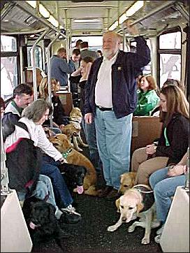 Pups and Puppy Raisers on the bus