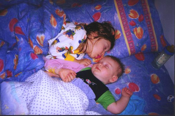 My precious ones in our family bed