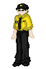 Kei con el uniforme del Mega Burger
