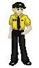 Michael con el uniforme del Mega Burger