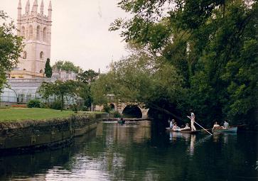 Canoeing on the river in Oxford surrounded by history