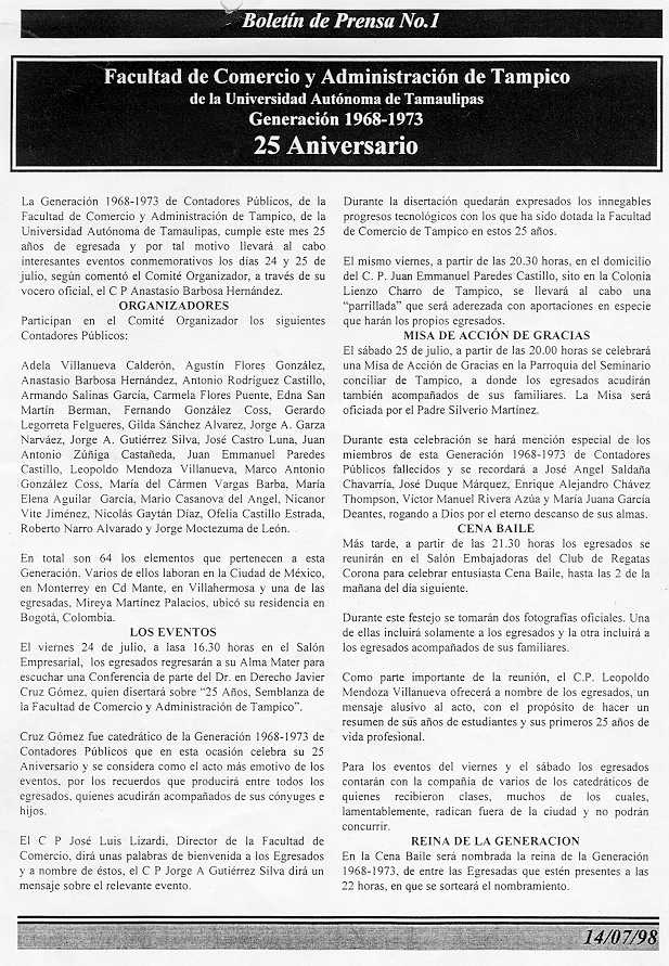 Boletin No. Uno