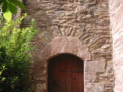 Crude-looking south doorway