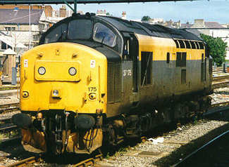 Photo 1. CIV livery on Class 37175 at Holyhead.