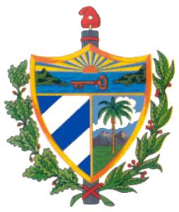 [der Schlssel zu Kuba: Sonne, Palmen blaues Meer, Jakobiner-Mtze ber Liktoren-Bndel - auch 'Fasces' genannt -, und das alles eingerahmt von Eichenlaub und Schwertern, pardon Eichenlaub und Lorbeer]