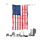 Flag over street