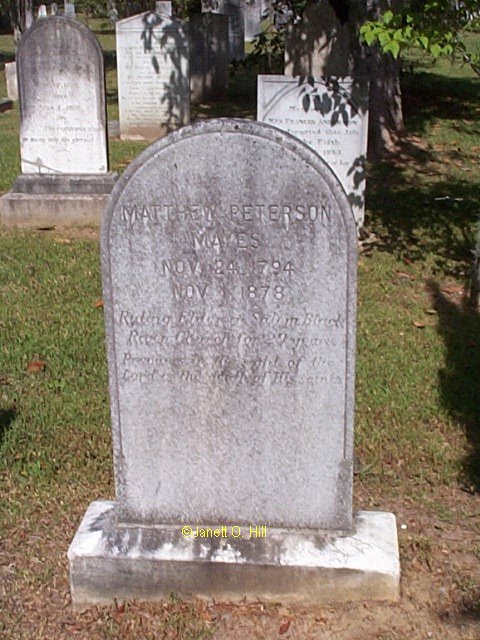 Founder of Mayesville--Matthew Peterson Mayes--