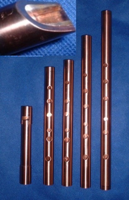 Photo of O'Brien Copper Pennywhistle set with clear-coat finish and clear Lucite fipple