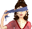 Note how Sasheylal holds her own blindfold.