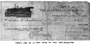 Fostoria Light Car Company Check