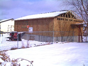 West wall sheeted to avoid weather