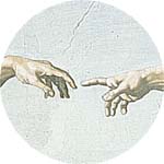 God's hand touching Adam, from Michelangelo's ceiling of the Sistine Chapel