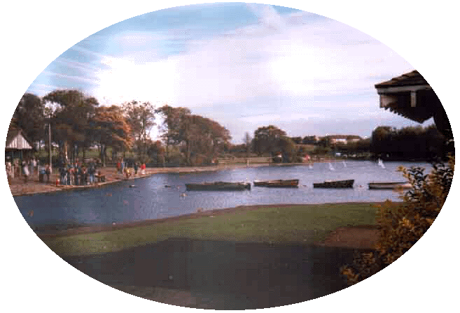 A view of the sailing waters of Furness model boat club, Barrow in Furness, Cumbria.