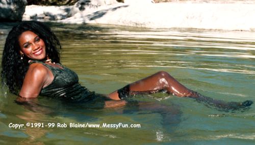 Cymone relaxing in the creek