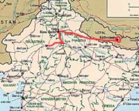 Click to enlarge map of Nepal and India
